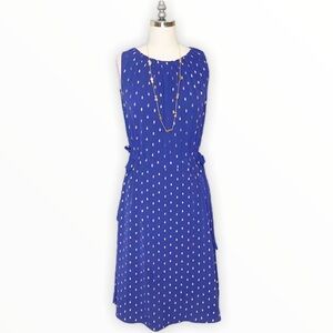 Juicy Couture Blue & Gold Polka Dot Sleeveless Dress Medium